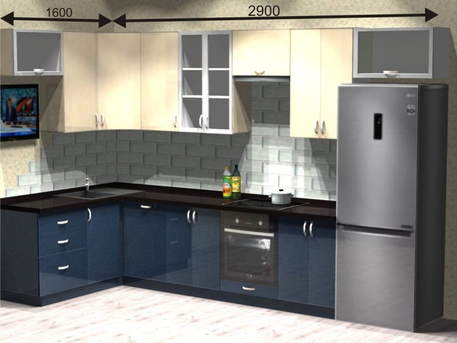 Серебристый кухонный гарнитур