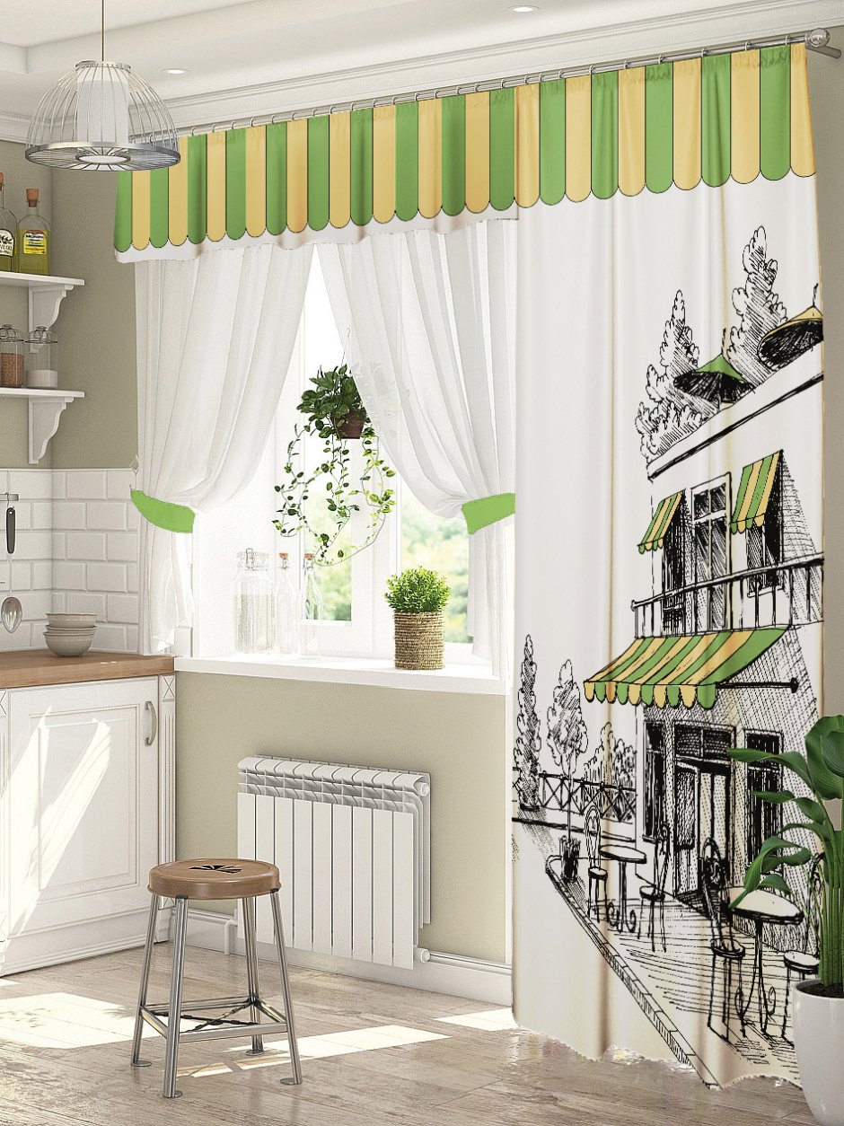 Шторы на кухню с балконом