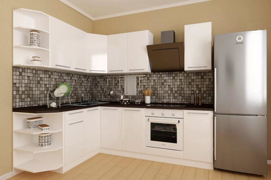 Красный кухонный гарнитур для маленькой кухни