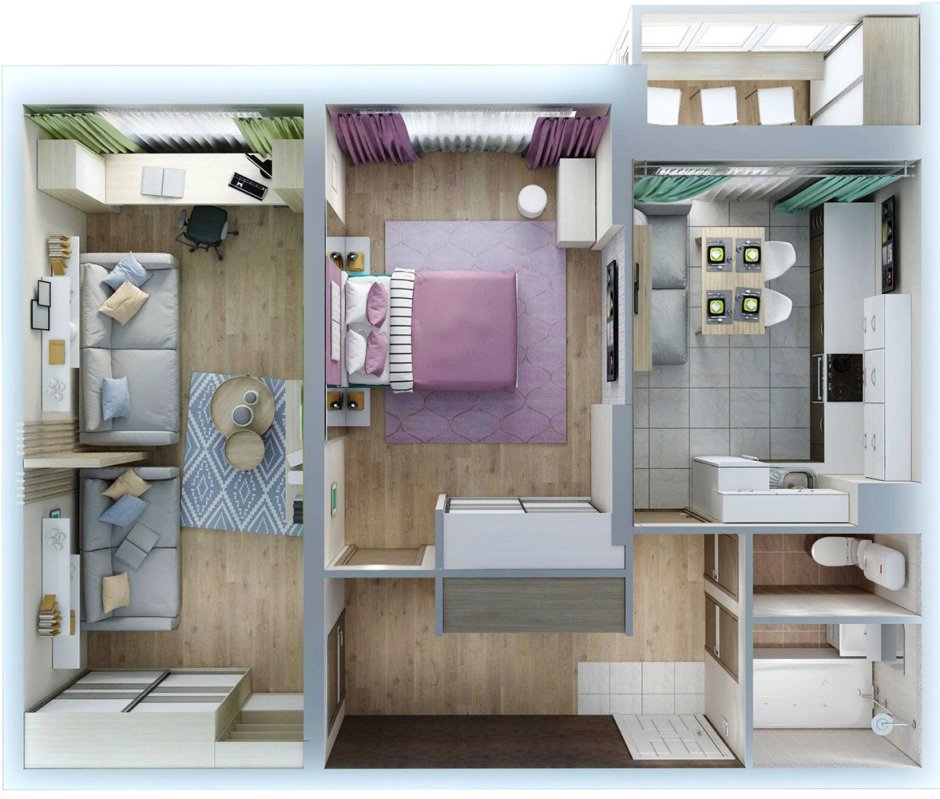 Планировка маленькой двухкомнатной квартиры