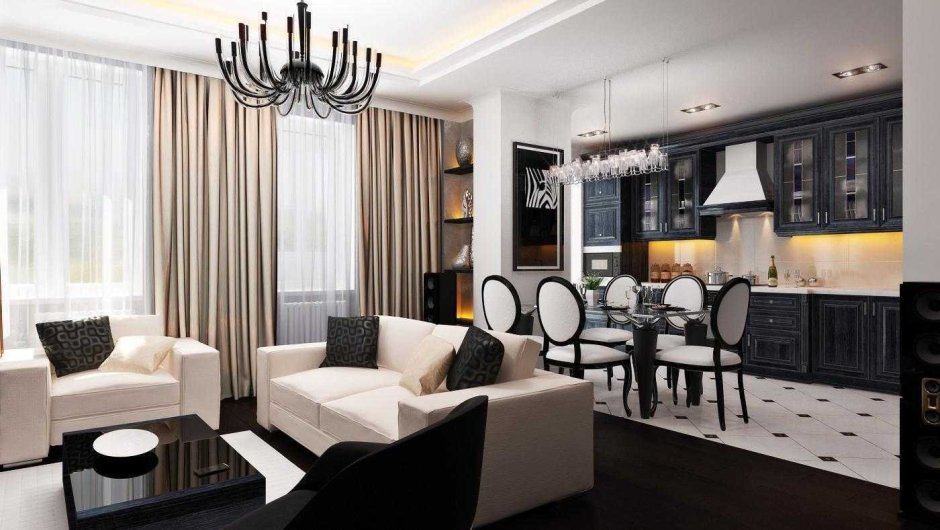 Кухня с гостинной 30кв м интерьер