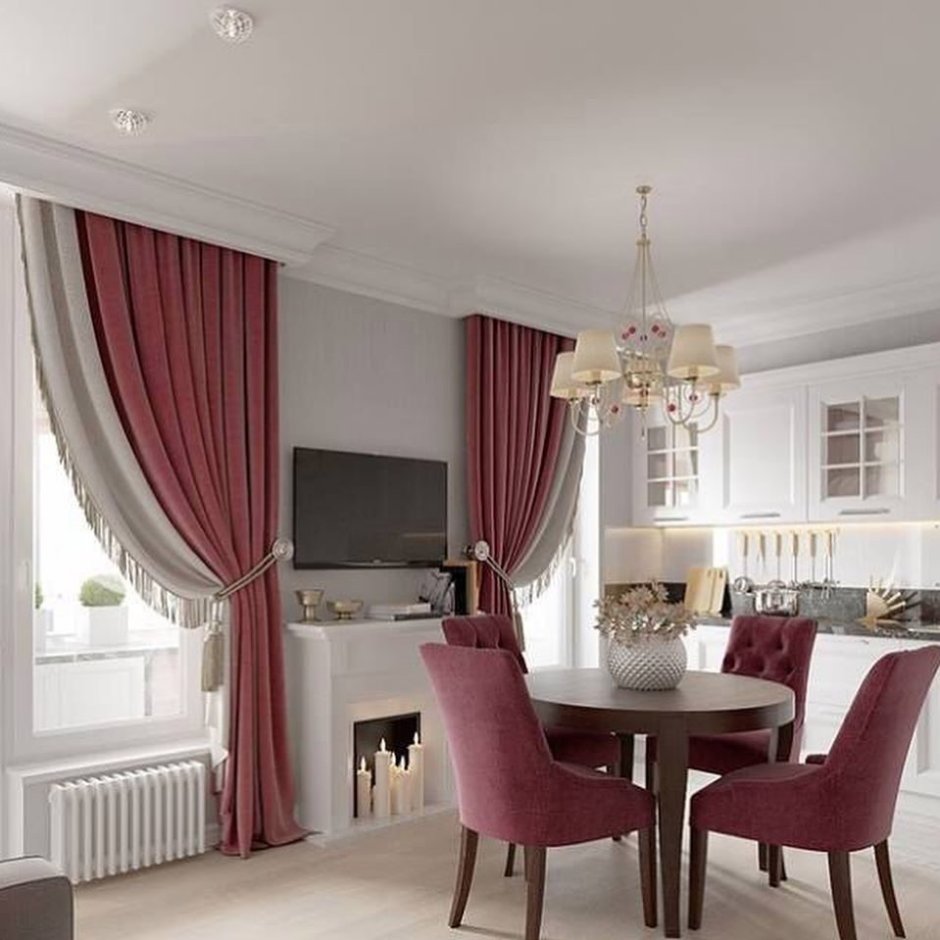 Шторы в гостинную совмещенную с Кузней