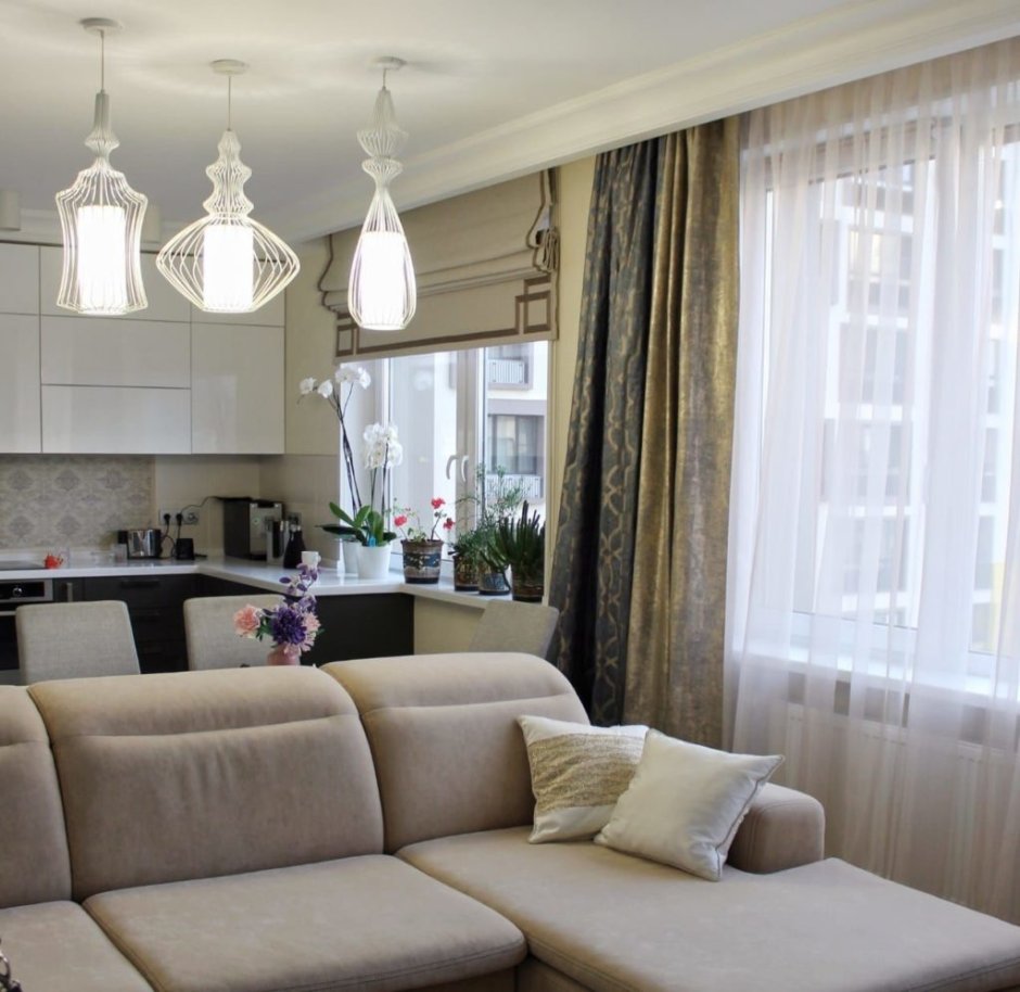 Шторы в кухню-гостиную