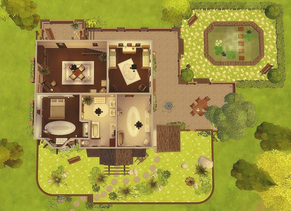 Деревенский дом в симс 4 планировка