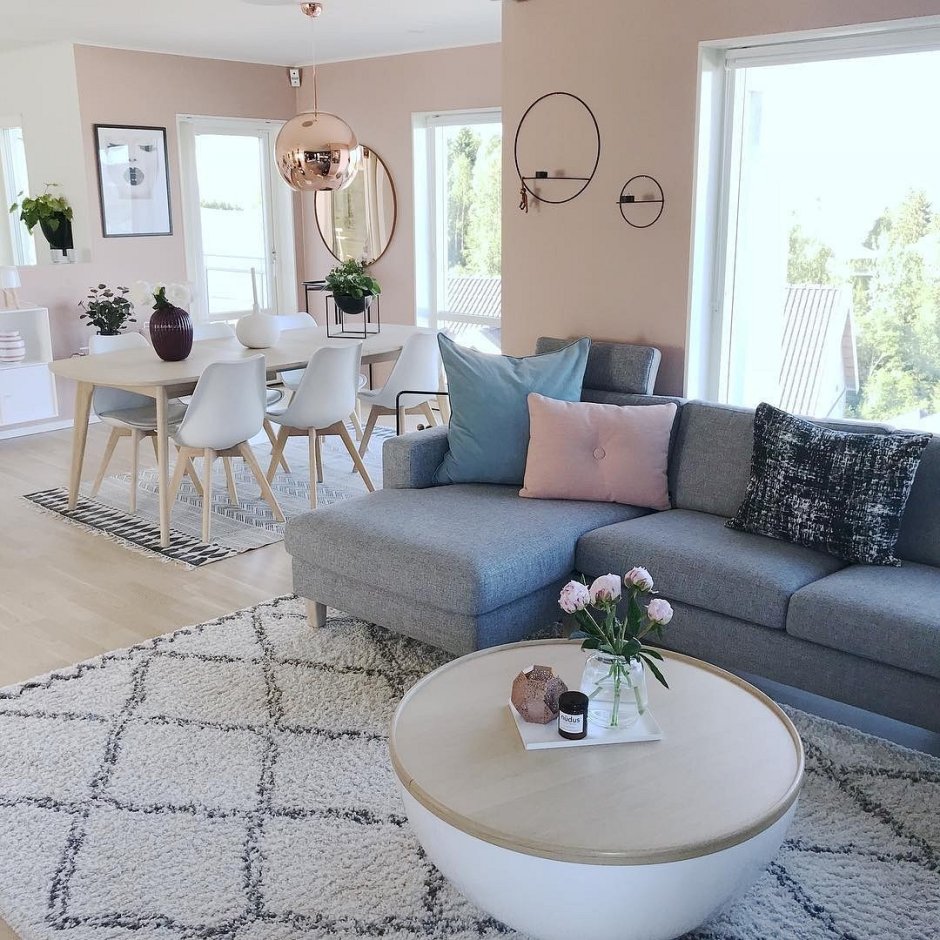 Пудровый цвет в интерьере