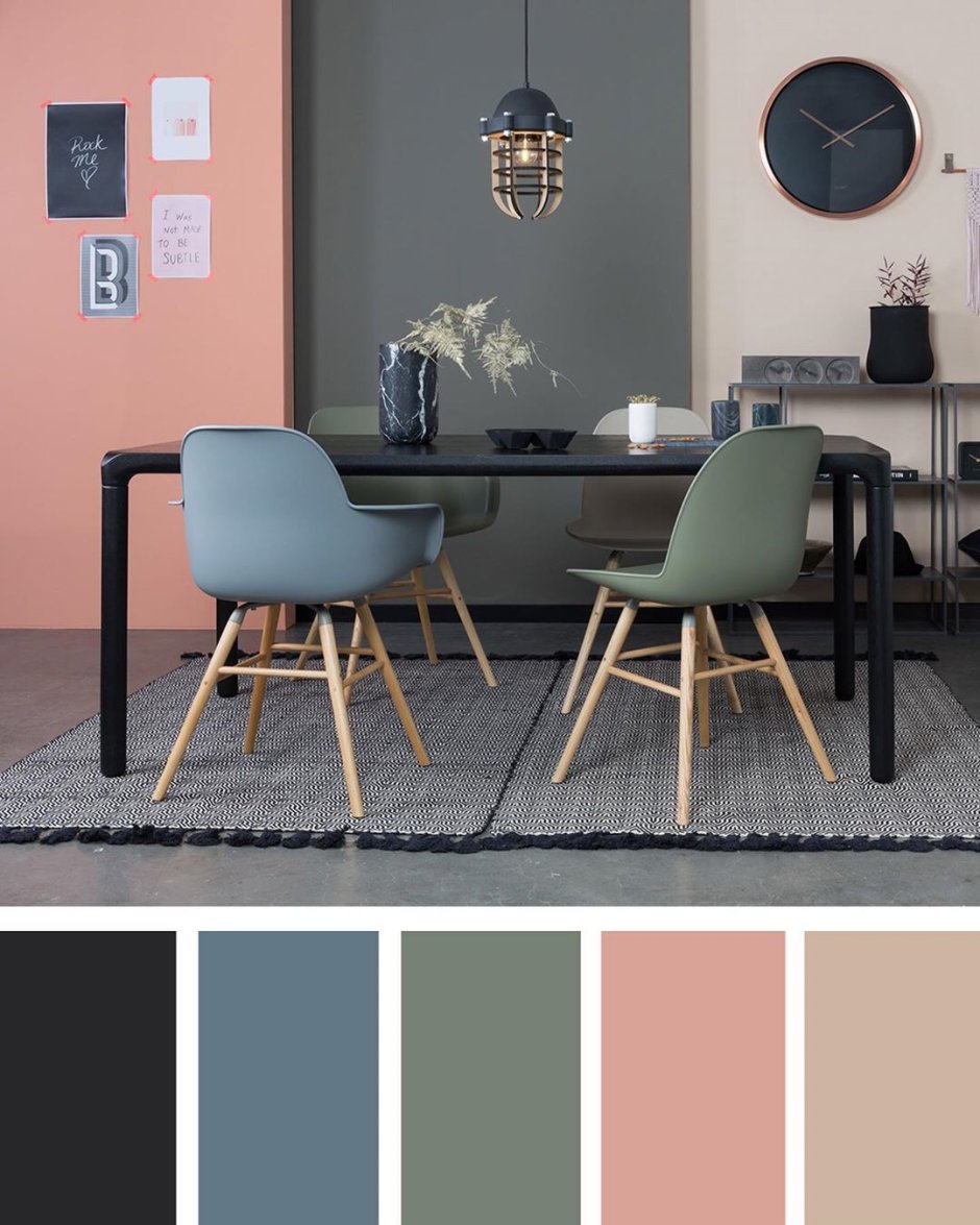 Сочетание пудрового цвета в интерьере