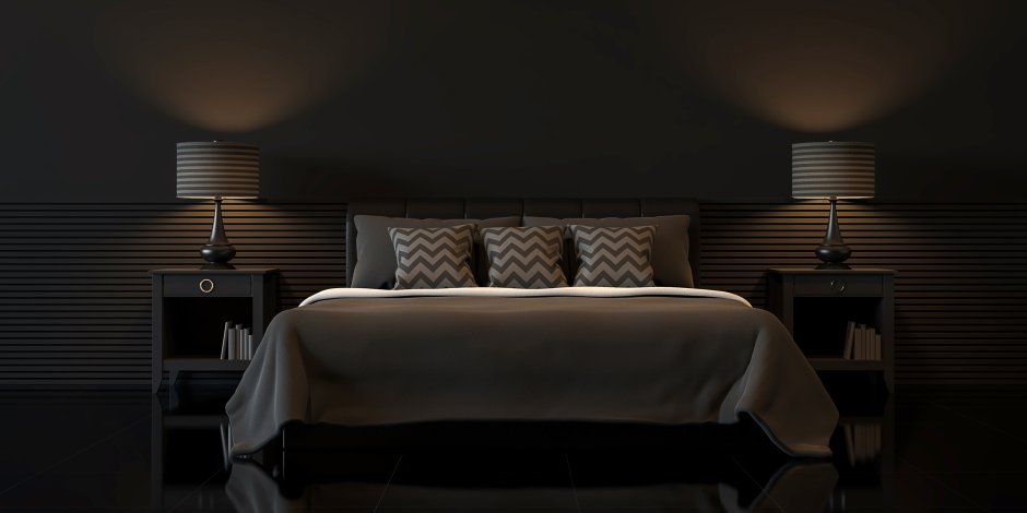 Комната с темными стенами