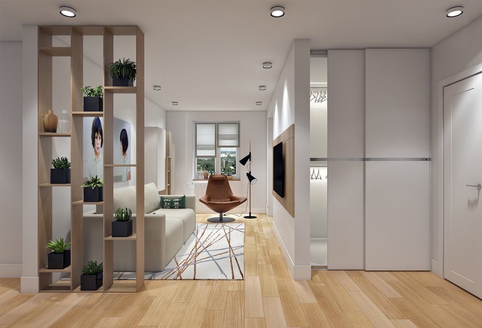 Зонирование комнаты гипсокартонной перегородкой