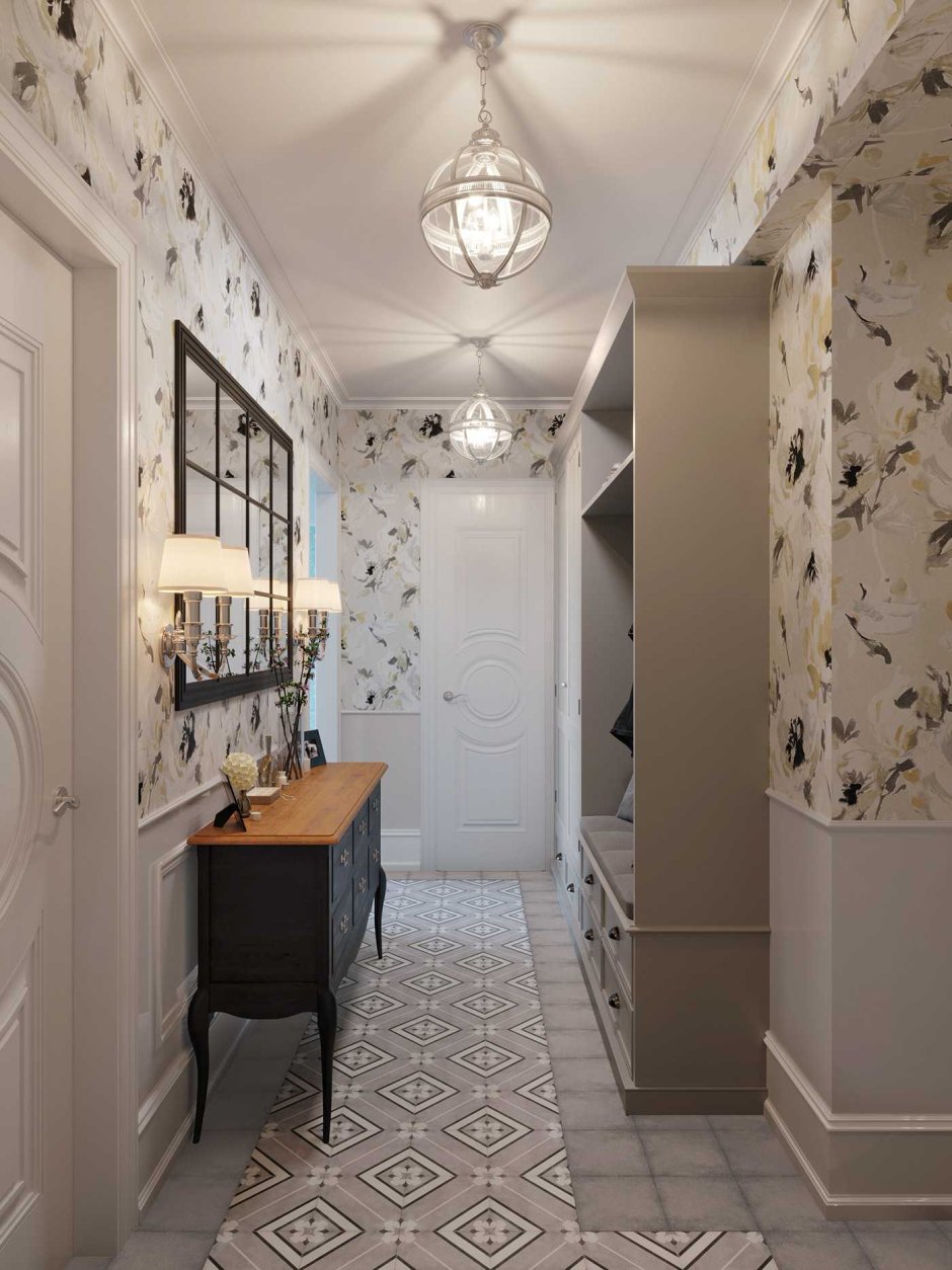 Прихожая в серебристых тонах