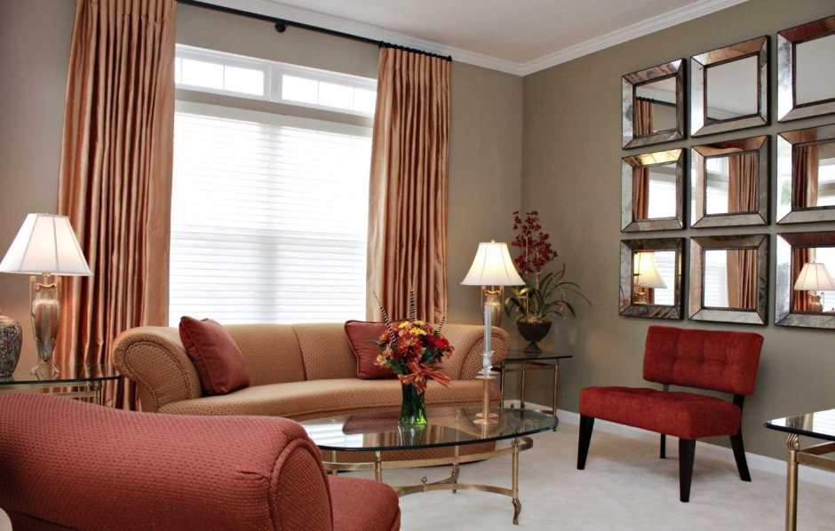 Терракотовые шторы в интерьере