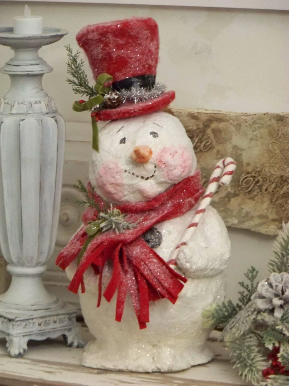 Снеговики из папье-маше Галины Павловской