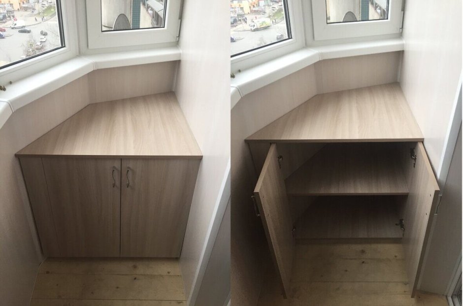 Угловая тумбочка на балкон