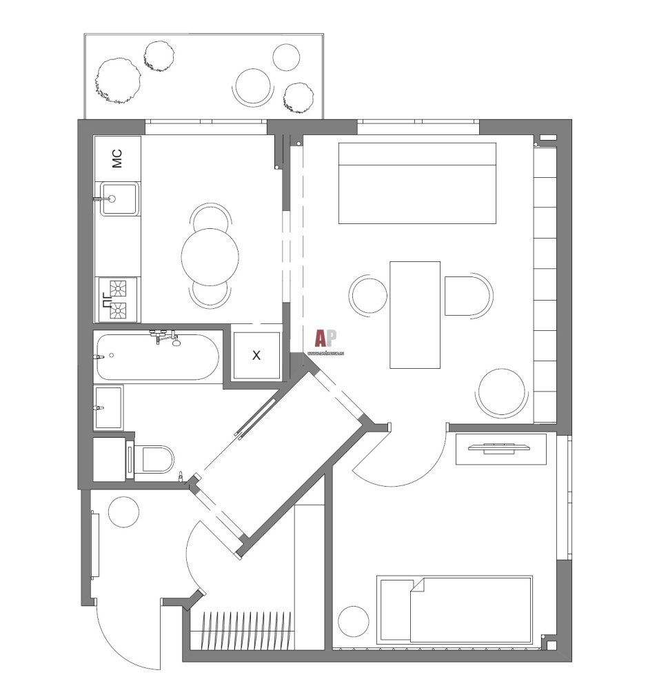 Планировка квартиры 38м