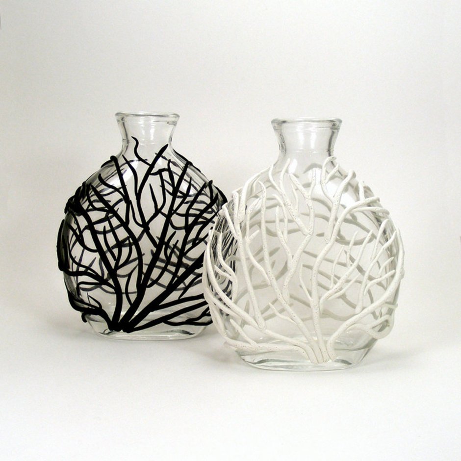 Декор стеклянной вазы полимерной глиной
