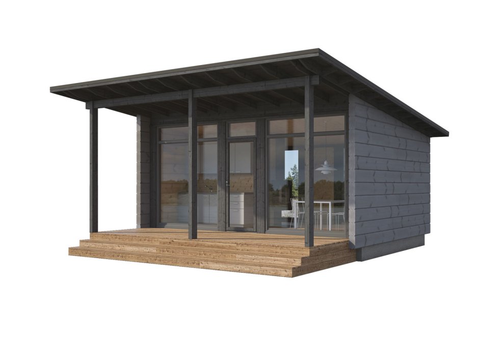 Беседка с плоской крышей