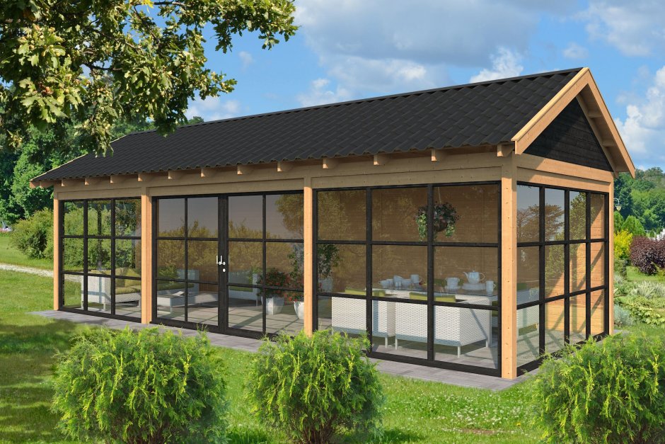 Угловая беседка с хозблоком