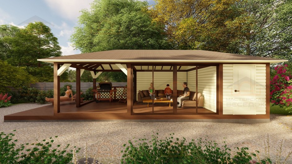 Оазис Строй беседки с хозблоком