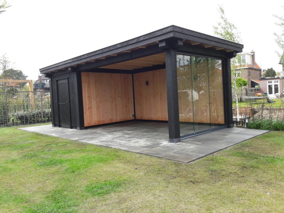 Беседка остекленная односкатная