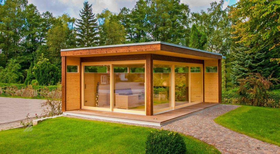 Беседка из блоков застекленная