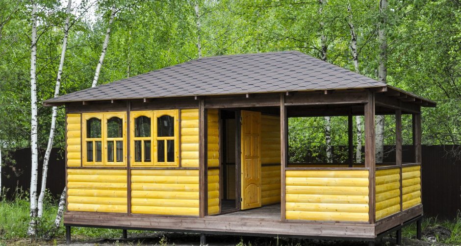 Современная беседка с барбекю