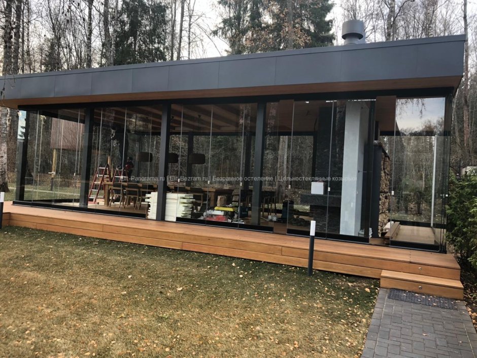 Летняя кухня с односкатной крышей