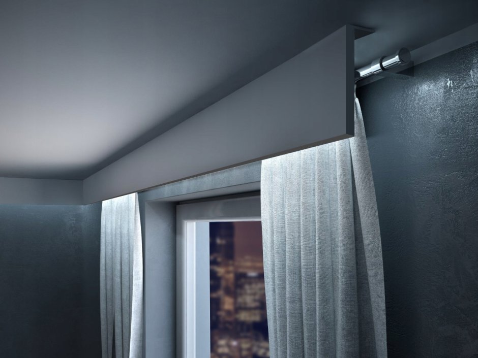Подсветка штор в спальне
