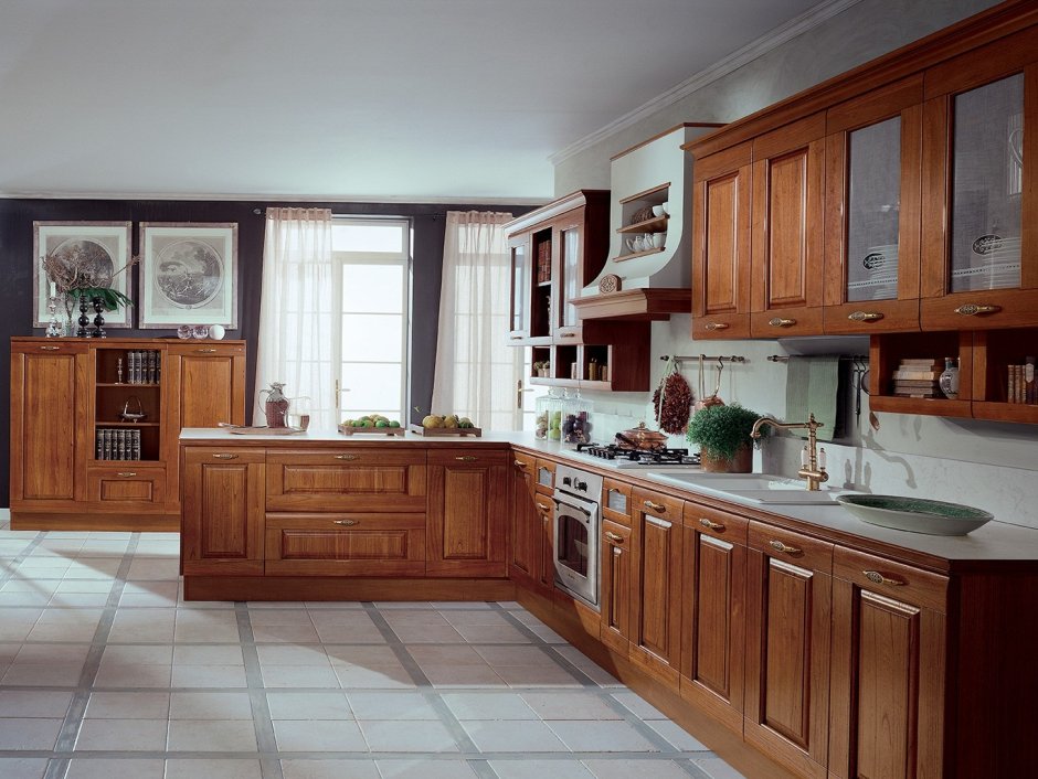 Кухня Верона красное дерево массив