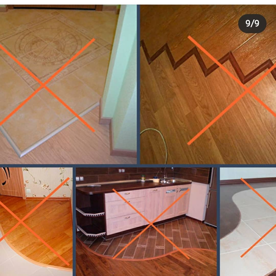 Стык плитки и ламината в прихожей