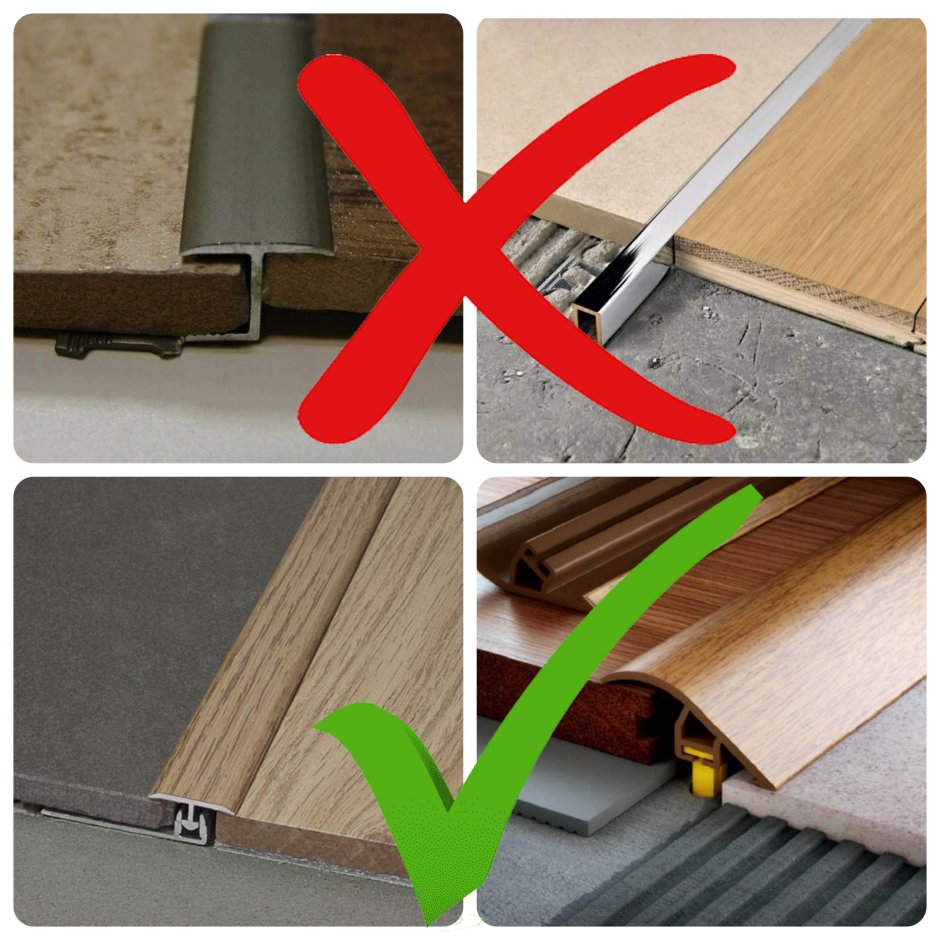 Стык плитки и ламината по диагонали