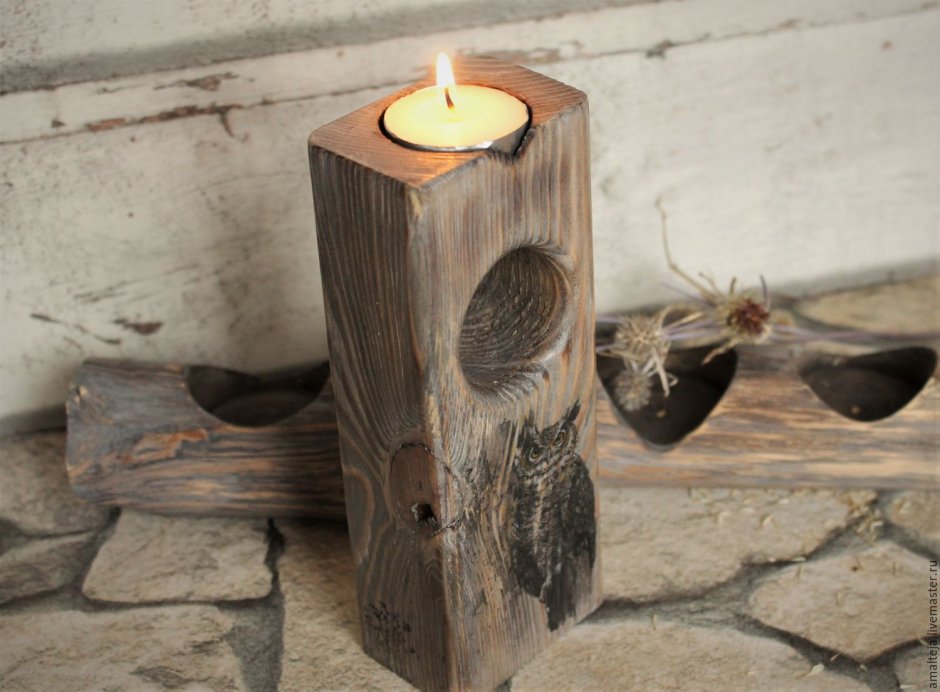 Подсвечник из бруска