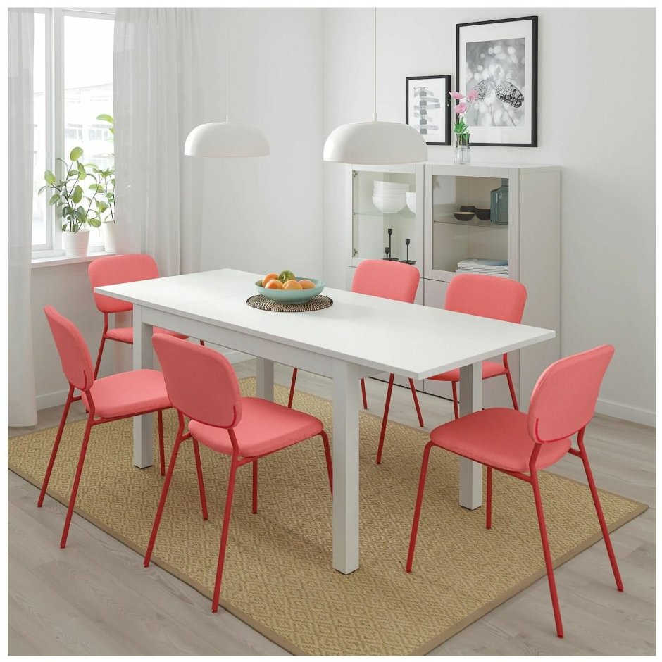 Laneberg ланеберг раздвижной стол, белый130/190x80 см