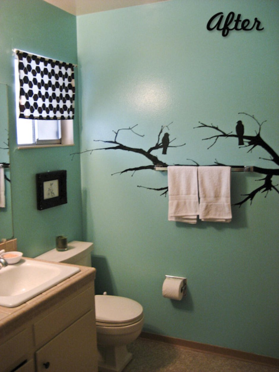 Покраска стен в ванной комнате оригинально