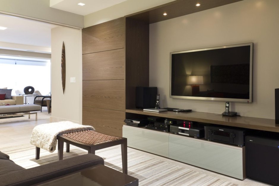 ТВ зона со шкафом в гостиной