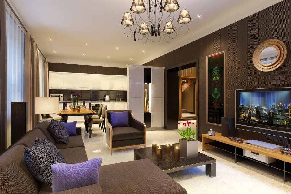 Смешанный стиль в интерьере гостиной