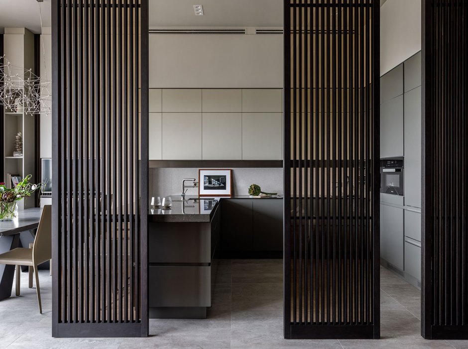 Раздвижная перегородка из реек