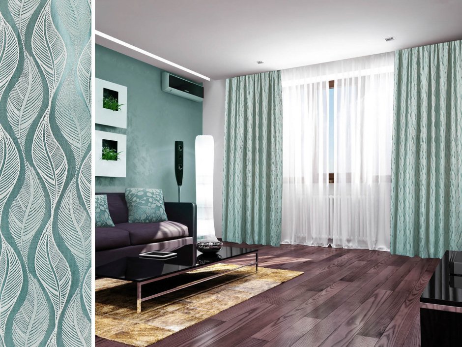 Шторы в спальню бирюза