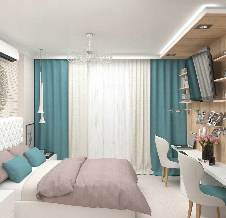 Обои с бирюзой для гостиной