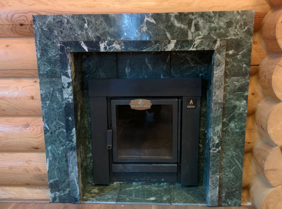 Отделка топки банной печи камнем