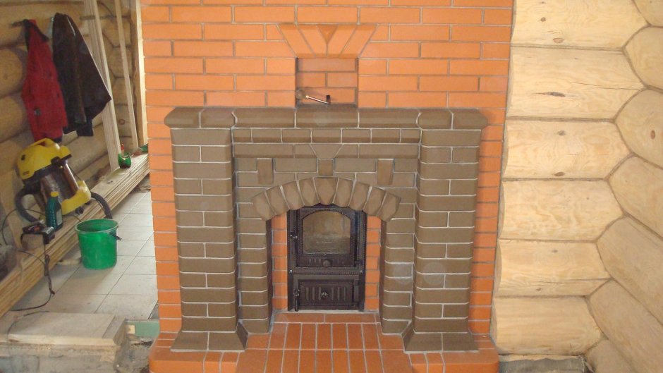 Обкладка печи Теклар кирпичом