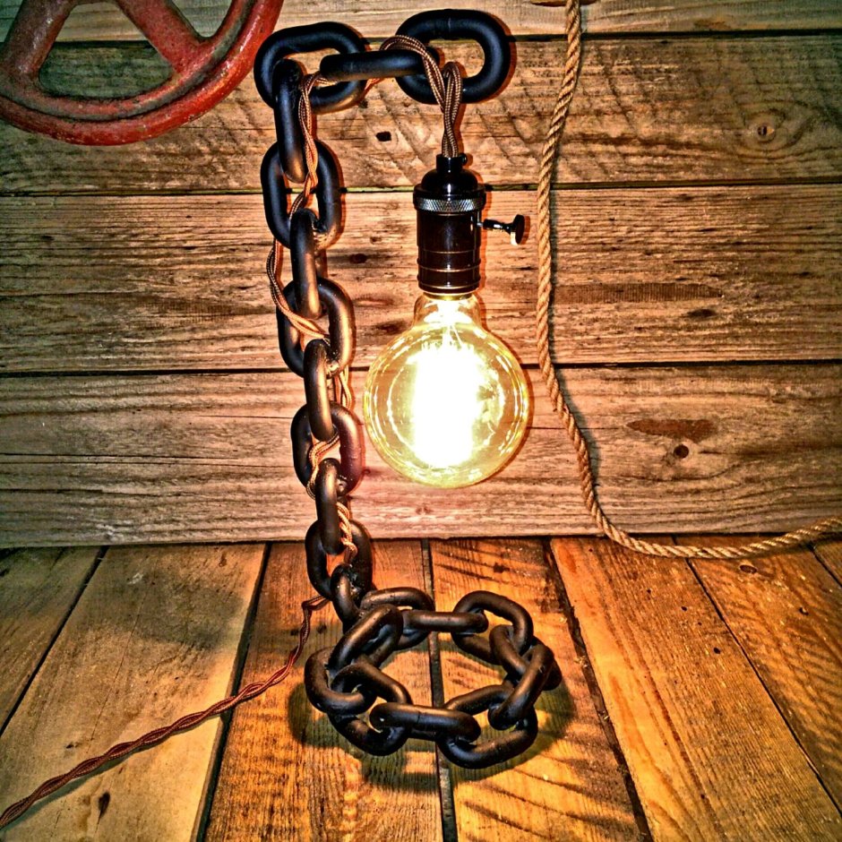 Светильник в стиле лофт из дерева