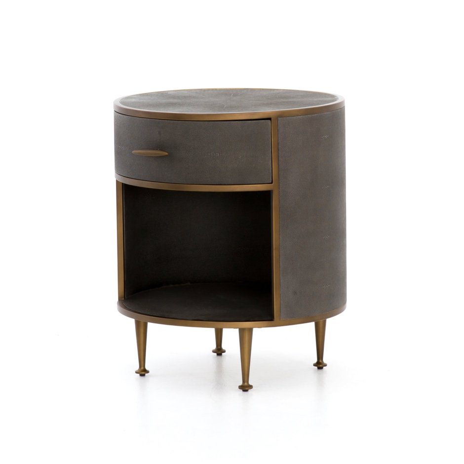 Graydon Shagreen Round Bedside Table