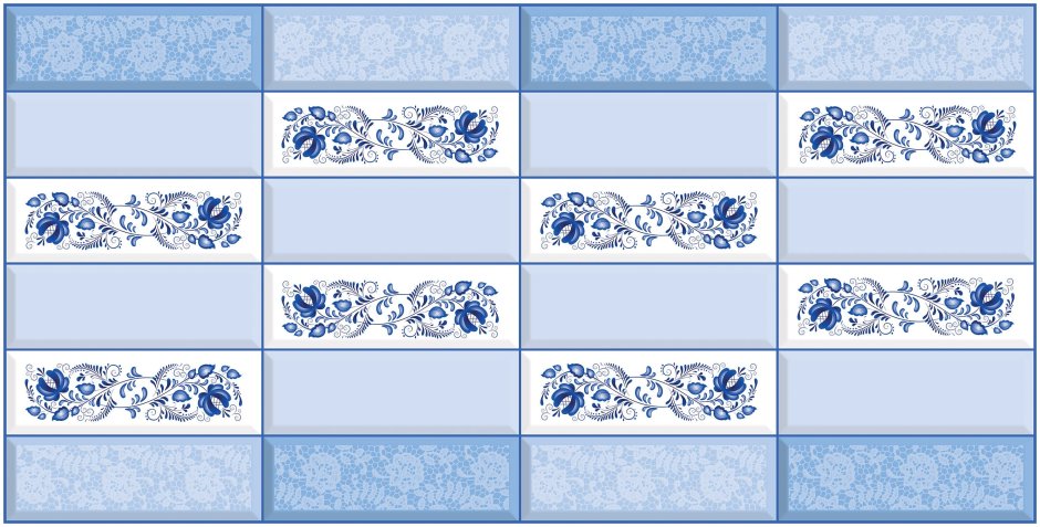 Панель плитка Гжель ПВХ арт 955х480/10