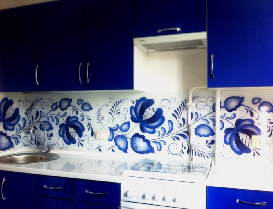 Кухня в стиле Гжель