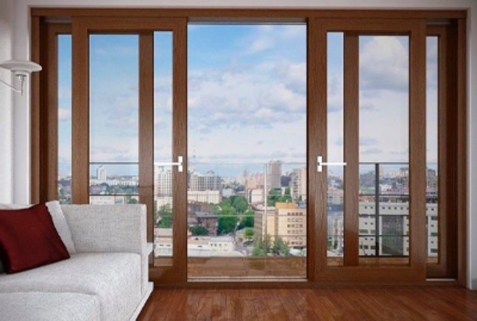 Двери на балкон распашные с панорамным остеклением