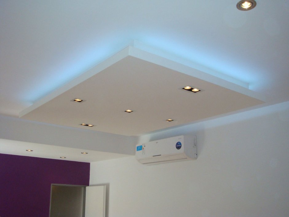 Потолки из гипсокартона с подсветкой для кухни