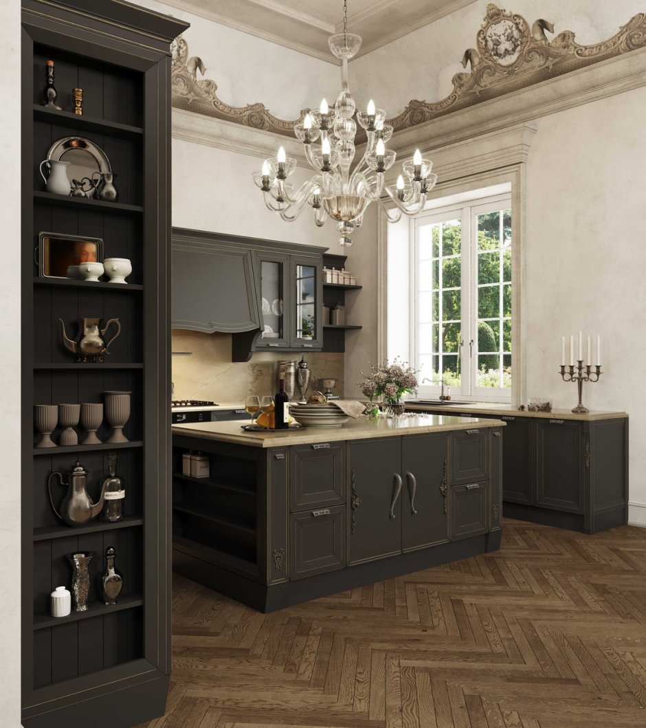 Кухня арт деко с островом