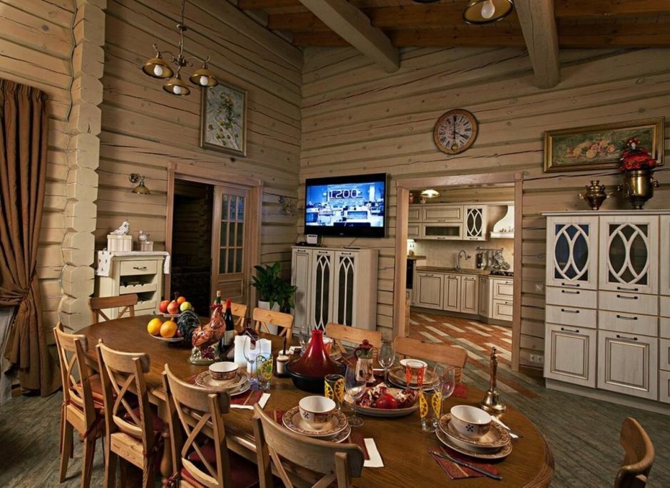 Интерьер брусового дома в стиле Кантри