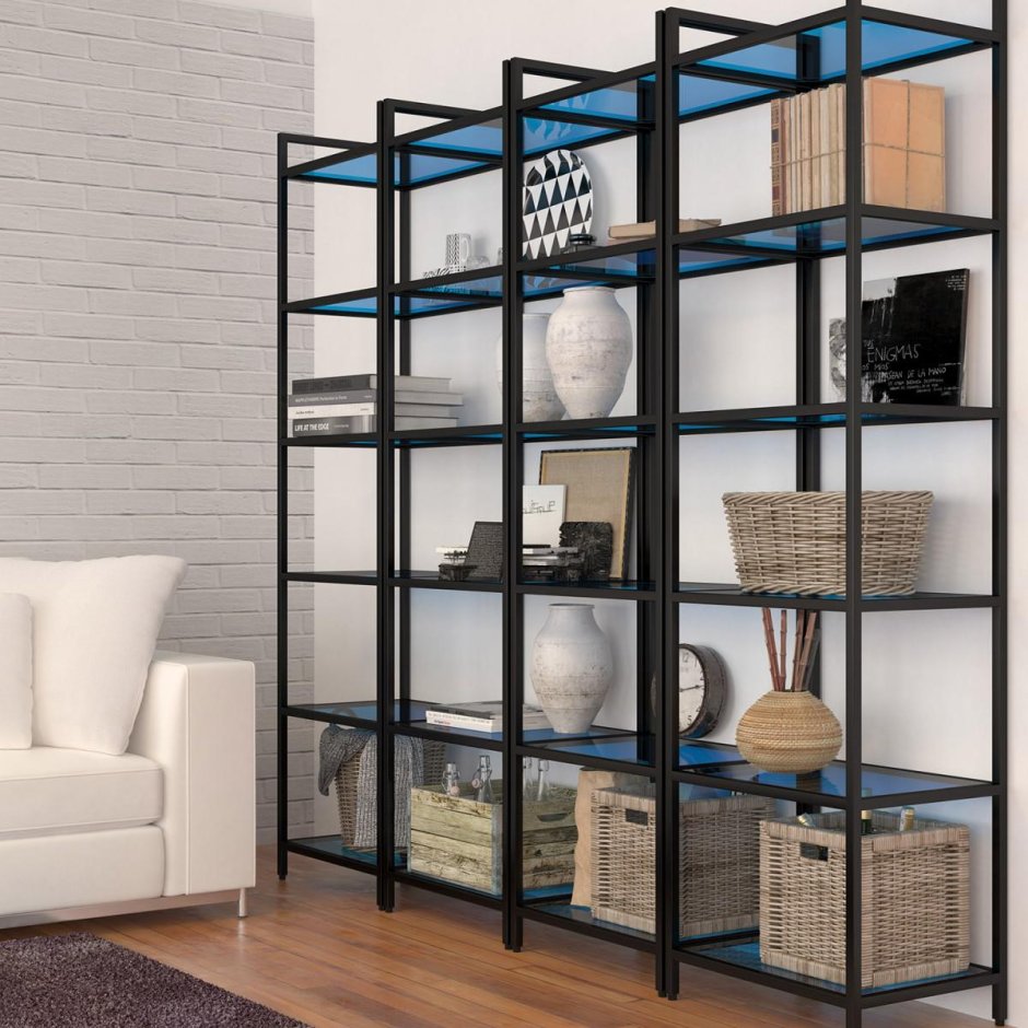 Стеллаж в стиле Loft (основание металл, полки дуб) r49-165