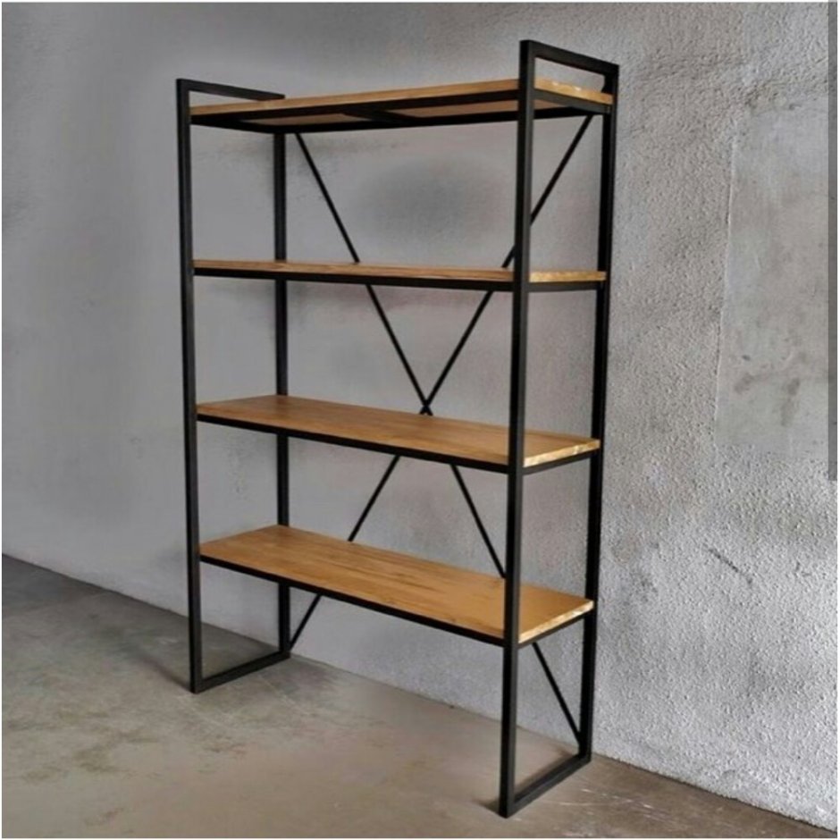 Полка из металла и дерева лофт