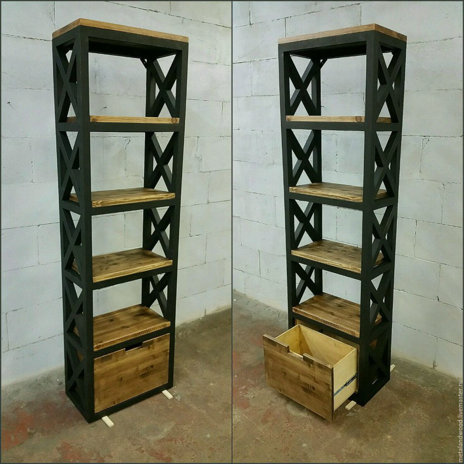 Стеллаж из слэба в стиле лофт